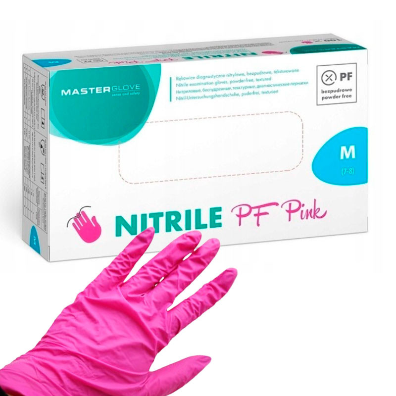 Nitriilikäsineet Master Glove, vaaleanpunaiset, koko M, 100 kpl