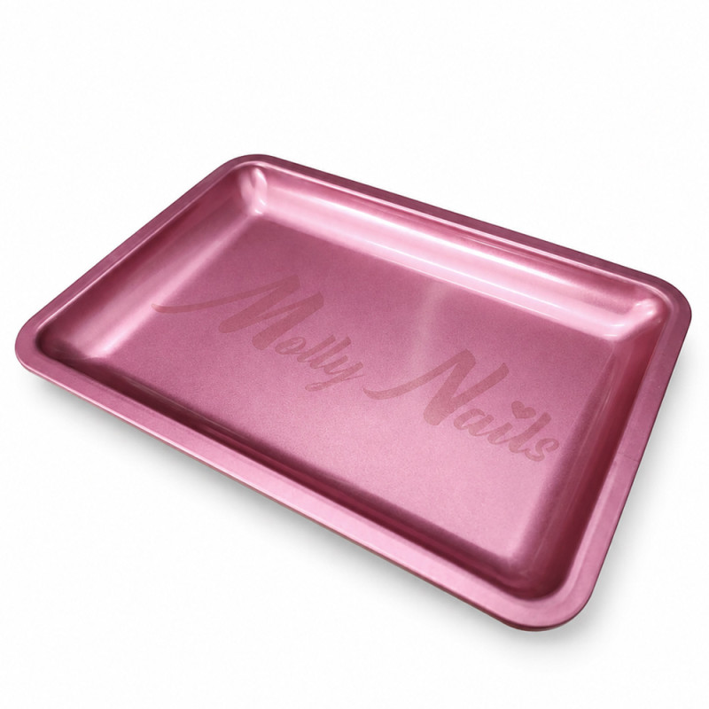 Rectangular Pink Metal Tool Tray MollyNails