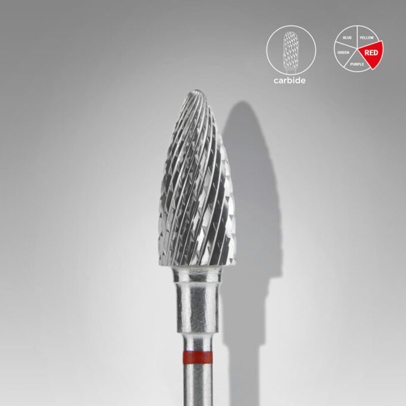 Carbide Nail Drill Bit Corn Staleks EXPERT, Red, 6 mm Diameter, 14 mm Working Part