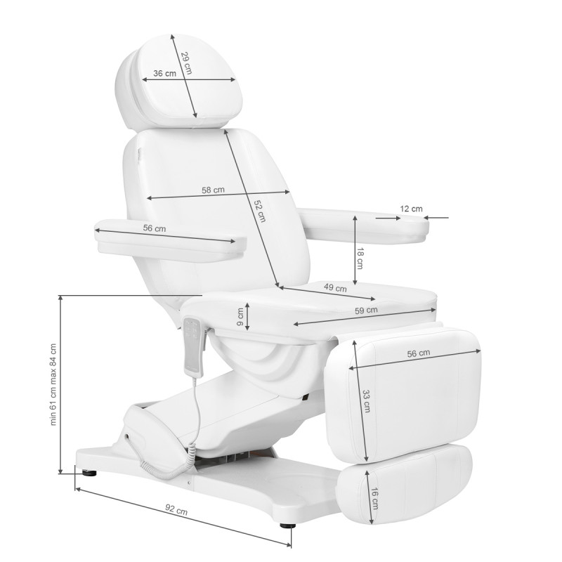 Electric cosmetic chair SILLON CLASSIC 3 motors white