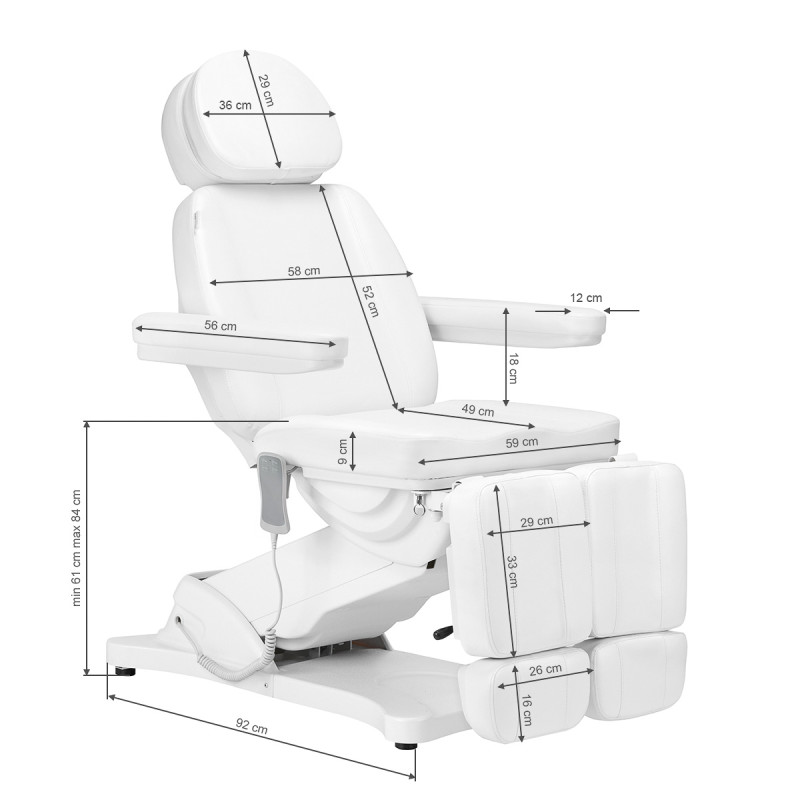 Electric cosmetic chair SILLON CLASSIC 2 motors pedi white