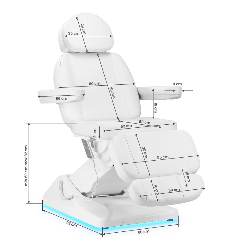 Electric cosmetic chair SILLON Luxury 3 motors white