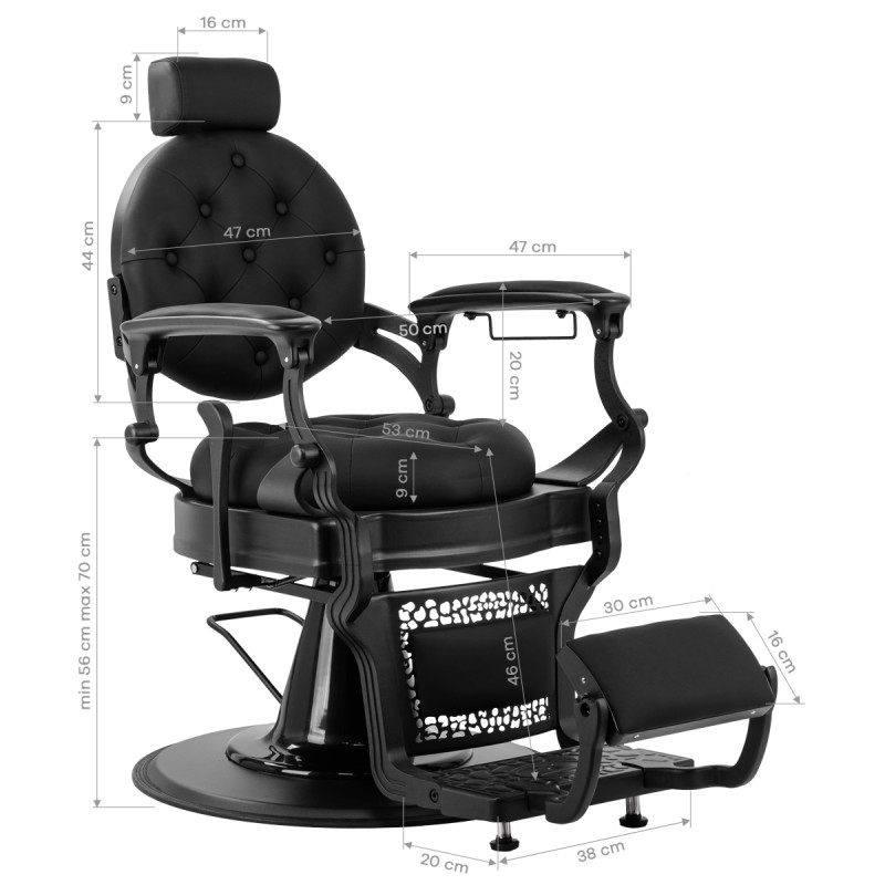 Barber chair Gabbiano Niccolo black with black base