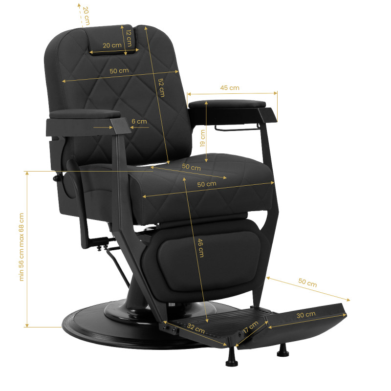 Gabbiano barber chair Bruno with black frame Black