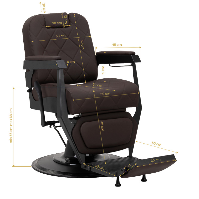 Gabbiano barber chair Bruno with black frame Brown