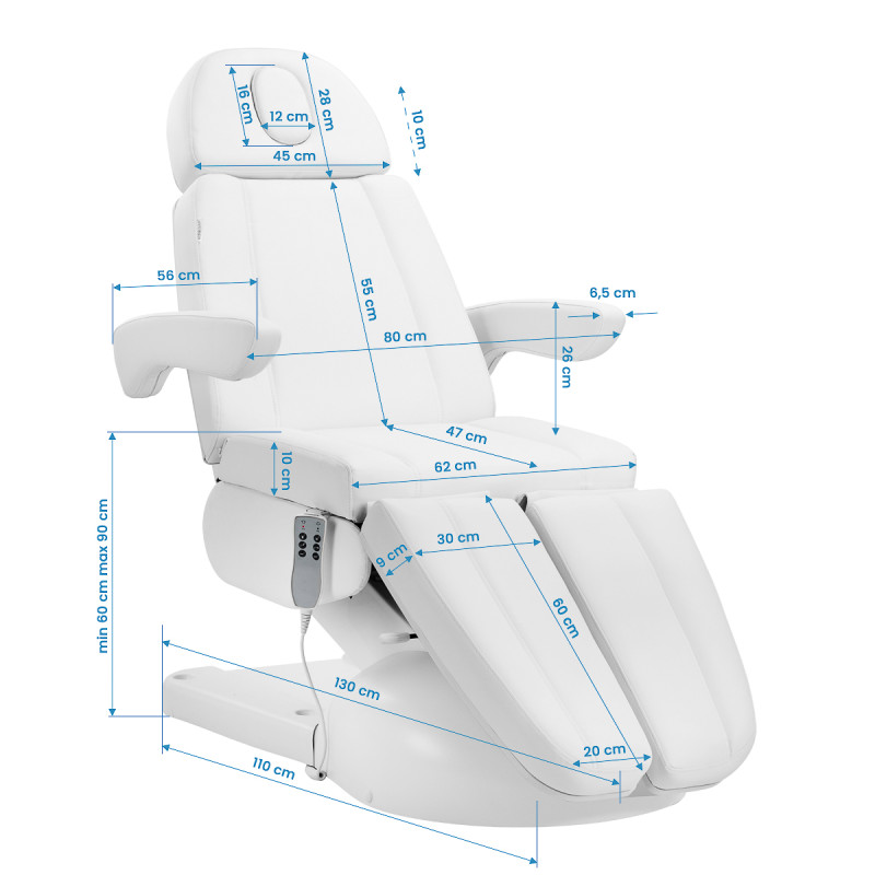 Azzurro Lux electric cosmetic chair pedi 3 motors white