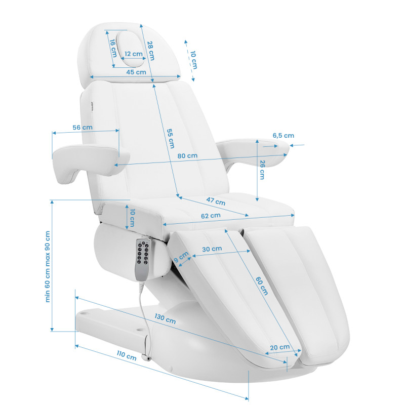 Azzurro Lux electric cosmetic chair pedi 5 motors white