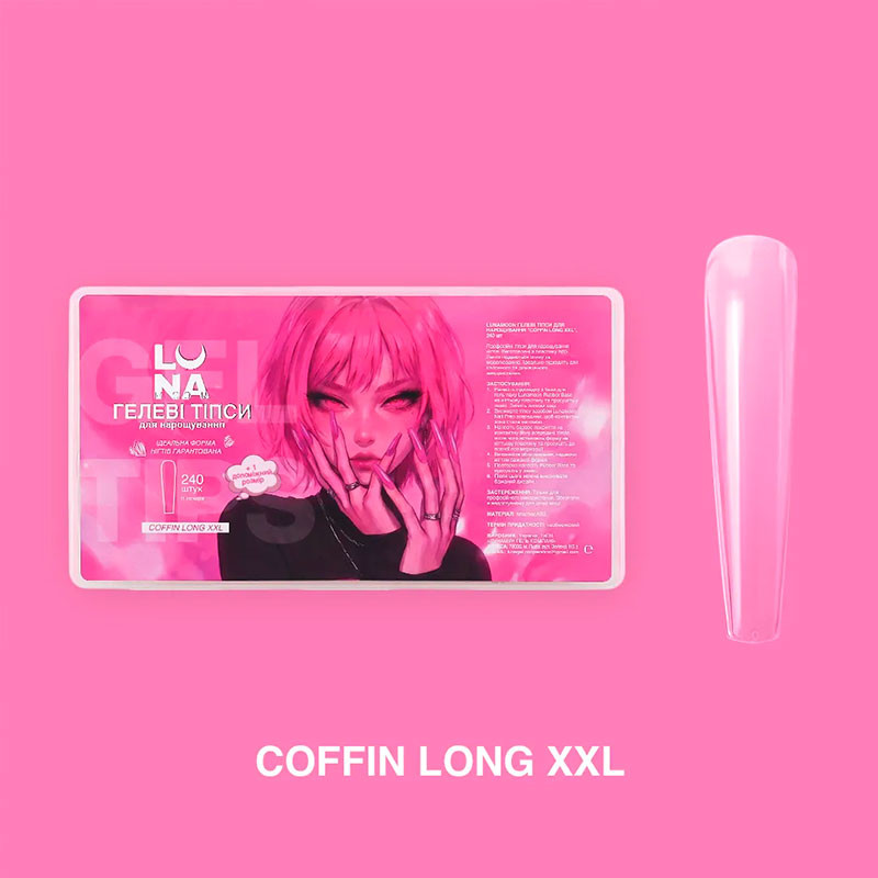 Gel Tips Coffin Long XXL LUNAmoon - 240 pcs