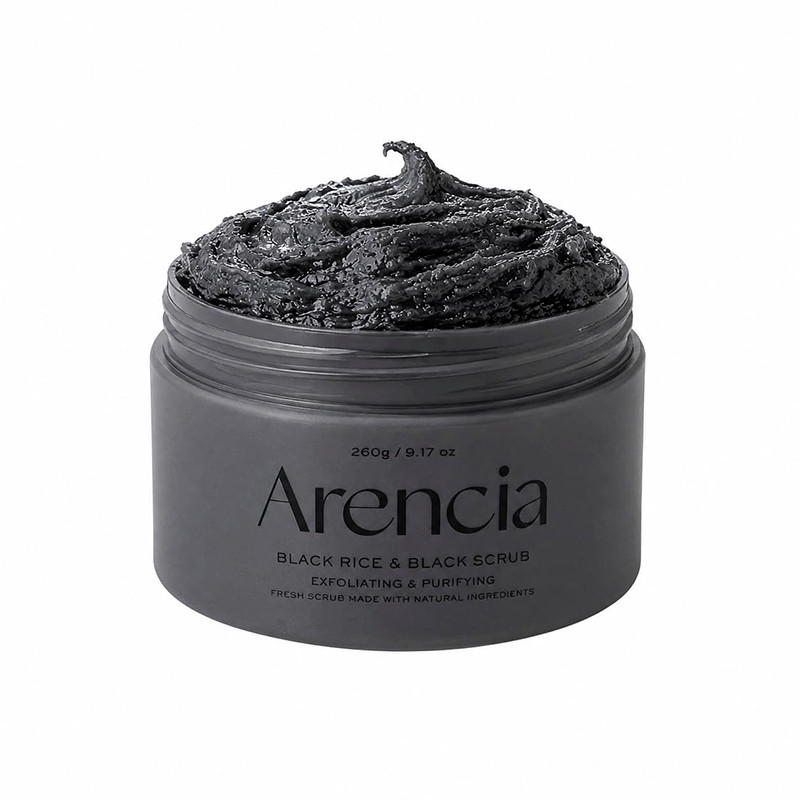 Keha- ja peanahakoorija Arencia Fresh Cloud, must tee ja yuzu, 260 g