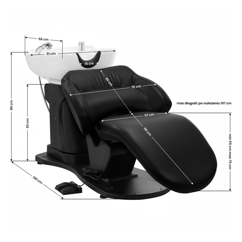 Gabbiano electric hairdressing wash unit TRYCHO black