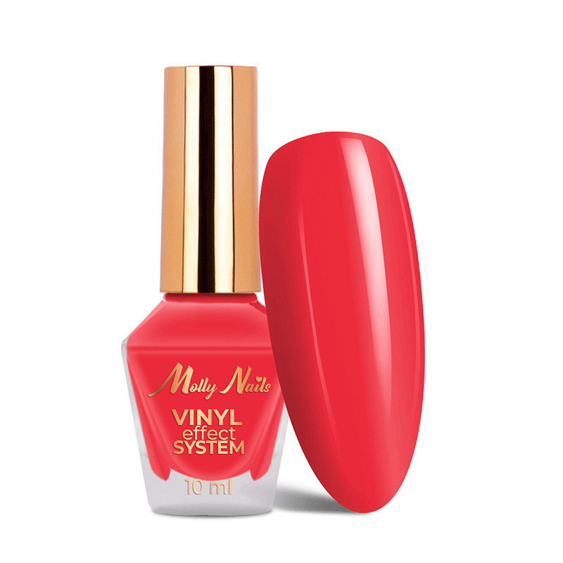 Цветной лак для ногтей MollyNails Vinyl Effect System Step 2 Coral, 10 мл